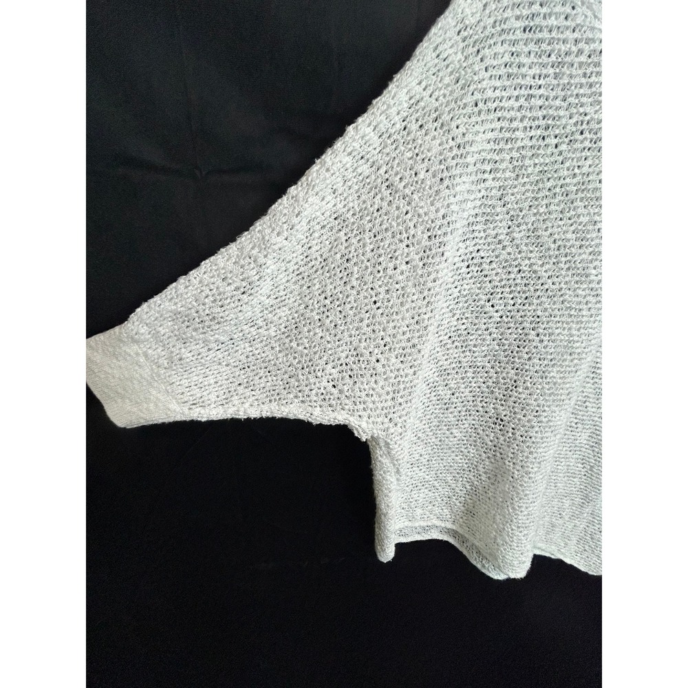 Eileen Fisher White Organic Cotton Mesh Knit Dolman Sleeve Boxy Sweater L S3FLM - Picture 8 of 10